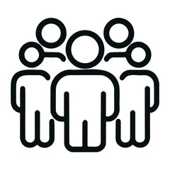 Poster - Simple representation of a group of people in black outline with rounded heads and rectangular bodies on transparent background