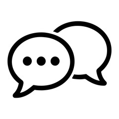 Poster - two overlapping speech bubbles in black outline, one with ellipses, suggesting conversation or dialo
