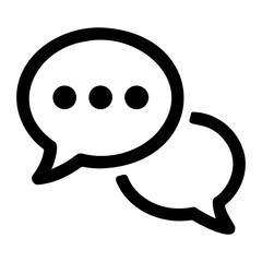Poster - Two overlapping speech bubbles with three dots inside the top bubble, in a simple black outline on transparent background
