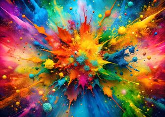 Poster - Vibrant Explosion of Color an Abstract Symphony of Hues and Spheres Bursting Across a Canvas of Boundless Creativity