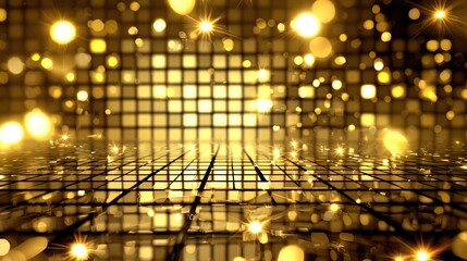 Poster - Dynamic golden light reflection event abstract space digital art studio environment aesthetic viewpoint