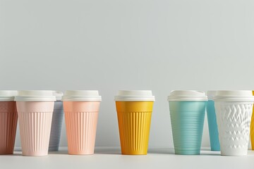 Aufkleber - Vibrant Picture of Collection of Plastic Cups with Reusable Cups