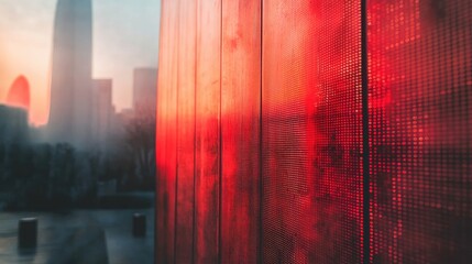 Poster -  Dynamic urban sunset reflections city skyline photo modern environment close-up view abstract concept