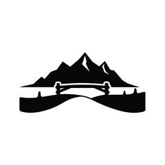 Wall Mural - mountain landscape vector illustration set with peaks, snow, and sun, perfect for travel and nature 