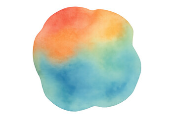 Poster - Colorful watercolor blob with gradient from orange to blue, isolated on transparent background, ideal for creative projects