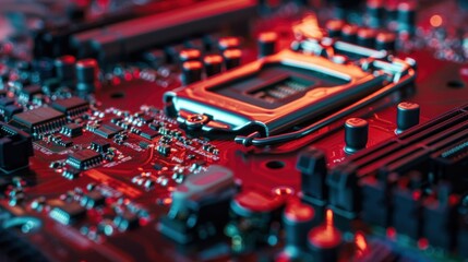 Poster - Close-up of computer motherboard with abstract effect stock photo --ar 16:9 --raw --v 6 Job ID: 9a470e96-289c-4f5f-a43e-4681933069eb
