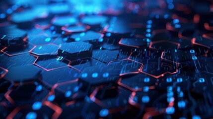 Poster - Abstract tech background with hexagonal patterns stock photo --ar 16:9 --raw --v 6 Job ID: 348d0e42-819b-4648-a5f6-1425b8707b3d