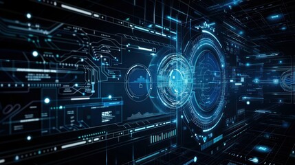 Aufkleber - Futuristic tech interface as a background stock photo --ar 16:9 --raw --v 6 Job ID: 0193f9eb-8a95-4bff-96d9-eb76caf7f531