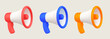 © Van - 3d minimal megaphone in different colors, isolated on background. Megaphone icon collection in 3d vector. Vector illustration