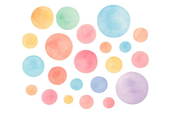 Poster - Colorful watercolor circles creating a cheerful and vibrant design on a transparent background