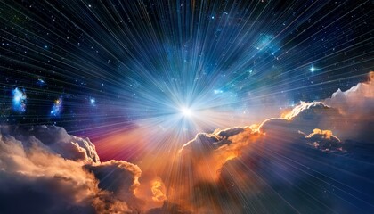 Wall Mural - vibrant cosmic nebula cloud formation with starlight cut out transparent