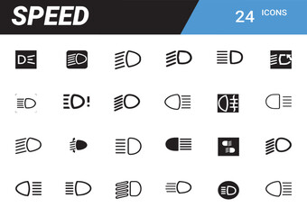 Poster - Speed Icon Collection: A diverse assortment of speed-related icons, meticulously crafted in a clear and concise manner. Providing a versatile visual vocabulary for various applications.