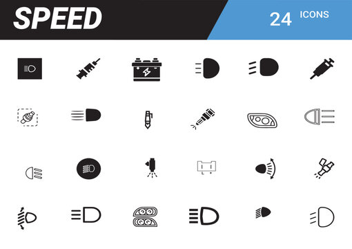 Speed Icons: A set of meticulously crafted icons in a graphic resources collection. featuring the essence of Speed, innovation and design. perfect for any graphic project. 