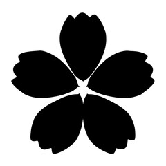 Poster - Stylized five petal flower in black silhouette on a white background art
