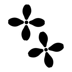 Poster - Two Four Petal Flowers in Black and White Abstract Vector Design