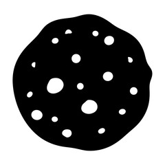 Poster - Black silhouette of a cookie with white spots on a white background