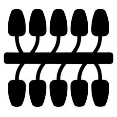 Poster - Ten Abstract Figures Connected by a Horizontal Bar on White Background