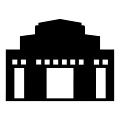 Poster - Stylized architectural icon of a building with columns and symmetrical design