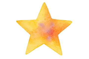 Poster - Watercolor star glowing with vibrant yellow-orange hues, radiating artistic energy against transparent backdrop