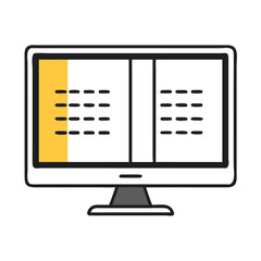 Fototapete - Desktop Monitor Displaying Information: A simplistic, graphic illustration of a desktop monitor showcasing a display of neatly organized information in a modern, minimal design.