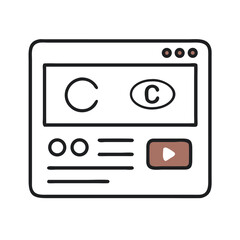 Fototapete - Online Interface: A minimalist illustration showing a web interface with a play button, representing digital content, a sleek and user-friendly design.