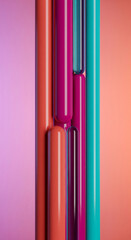 Poster - Abstract image of vibrant coral, purple, and teal cylinders, creating a colorful, modern aesthetic suitable for a background or presentation