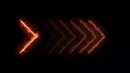 Poster - A fire neon right directional arrow isolated on a black background