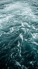 Poster - Dark teal water surface with white foam texture, creating a dynamic and restless appearance symbolizing energy, movement, and nature's power