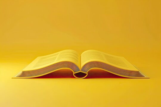 Open Book Icon or Symbol on Yellow Background Education or Bookstore Concept 3D Rendering
