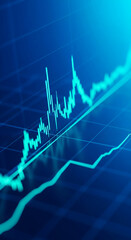 Poster - Abstract image of teal stock market chart on dark blue background, showing dynamic financial growth, representing investment, trading, and market trends