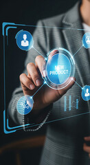 Poster - Hand interacts with transparent interface showcasing 
