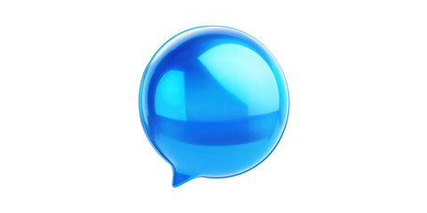 Poster - Blue 3D Speech Bubble Icon. Symbol Of Communication And Digital Messaging Isolated On Transparent Background