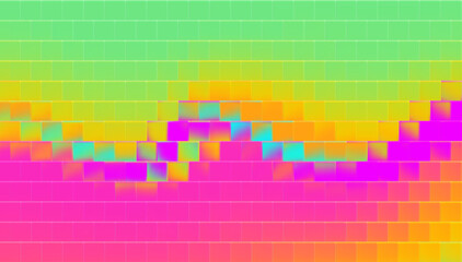 Poster - Ribbed Glass Gradient Background with Neon Blue and Pink Abstract Texture. Y2K Graphic Design with Hologram Effect for Modern Poster. Vibrant Multicolor Spectrum with Soft Chromatic Aberration.