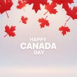 © Tarunkumar - Cartoon Maple Leaves with Happy Canada Day Text – Festive Poster Design