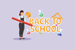 © Sell Vector - Back To school Concept. Colored flat vector illustration isolated