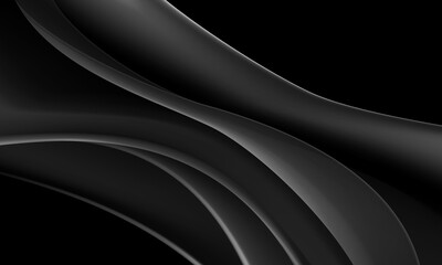 Poster - Abstract black glossy wave curve overlap design modern futuristic technology background vector