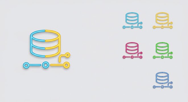 Colorful Database Icons Network Data Server