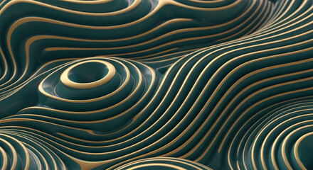 Poster - Abstract teal and gold wave texture, creating a luxurious and elegant design, suitable for backgrounds or presentations