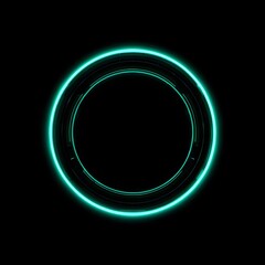 Fototapete - 4K blue circular animation separated from a black green screen background, used for HUD interface element design. Circular core and electronic circuit animation for futuristic HUD elements. Virtual in