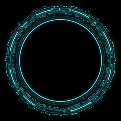 Fototapete - 4K blue circular animation separated from a black green screen background, used for HUD interface element design. Circular core and electronic circuit animation for futuristic HUD elements. Virtual in