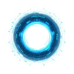 Fototapete - 4K blue circular animation separated from a black green screen background, used for HUD interface element design. Circular core and electronic circuit animation for futuristic HUD elements. Virtual in
