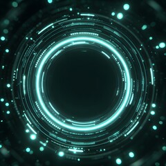 Fototapete - 4K blue circular animation separated from a black green screen background, used for HUD interface element design. Circular core and electronic circuit animation for futuristic HUD elements. Virtual in