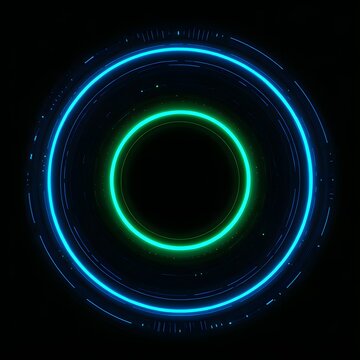 4K blue circular animation separated from a black green screen background, used for HUD interface element design. Circular core and electronic circuit animation for futuristic HUD elements. Virtual in