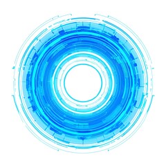 Fototapete - 4K blue circular animation separated from a white green screen background, used for HUD interface element design. Circular core and electronic circuit animation for futuristic HUD elements. Virtual in