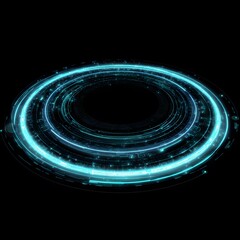 Fototapete - 4K blue circular animation separated from a white green screen background, used for HUD interface element design. Circular core and electronic circuit animation for futuristic HUD elements. Virtual in