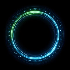 Fototapete - 4K blue circular animation separated from a white green screen background, used for HUD interface element design. Circular core and electronic circuit animation for futuristic HUD elements. Virtual in