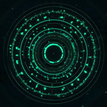4K blue circular animation separated from a white green screen background, used for HUD interface element design. Circular core and electronic circuit animation for futuristic HUD elements. Virtual in