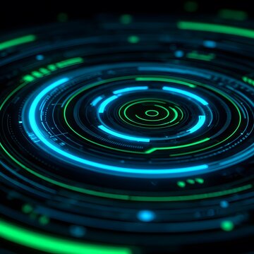 4K blue circular animation separated from a white green screen background, used for HUD interface element design. Circular core and electronic circuit animation for futuristic HUD elements. Virtual in
