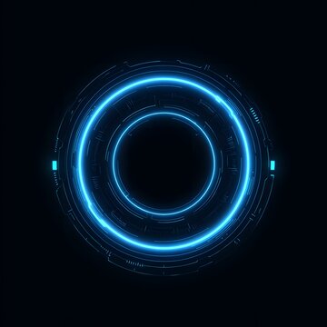 4K blue circular animation separated from a white green screen background, used for HUD interface element design. Circular core and electronic circuit animation for futuristic HUD elements. Virtual in