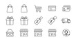 © Rizwan - A collection of outline icons representing various aspects of shopping and e commerce services online